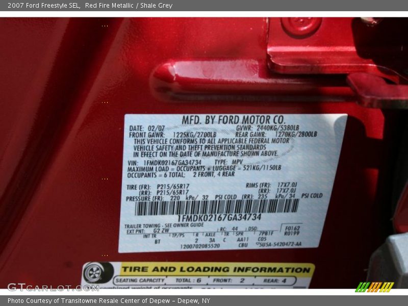 Red Fire Metallic / Shale Grey 2007 Ford Freestyle SEL