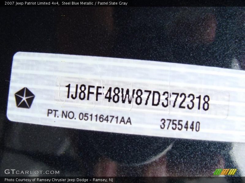 Steel Blue Metallic / Pastel Slate Gray 2007 Jeep Patriot Limited 4x4