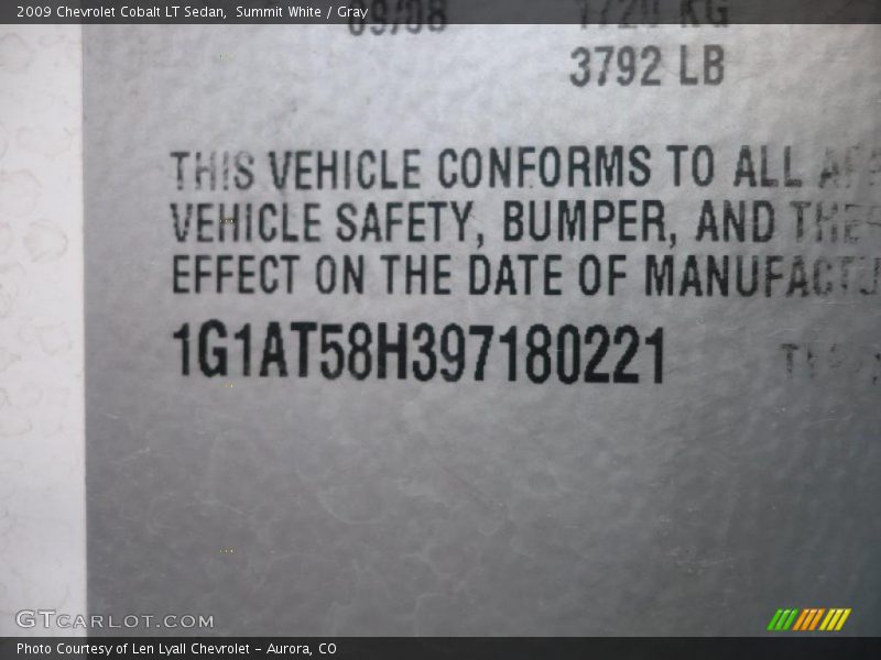 Summit White / Gray 2009 Chevrolet Cobalt LT Sedan