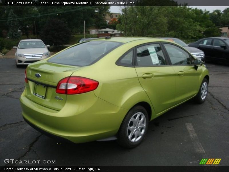 Lime Squeeze Metallic / Charcoal Black/Blue Cloth 2011 Ford Fiesta SE Sedan