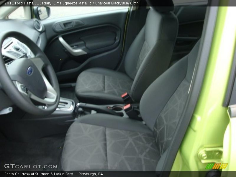Lime Squeeze Metallic / Charcoal Black/Blue Cloth 2011 Ford Fiesta SE Sedan