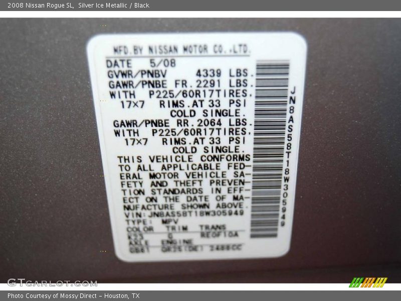 Silver Ice Metallic / Black 2008 Nissan Rogue SL