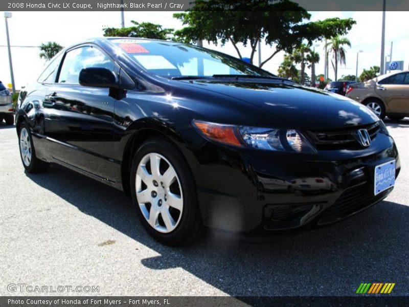 Nighthawk Black Pearl / Gray 2008 Honda Civic LX Coupe