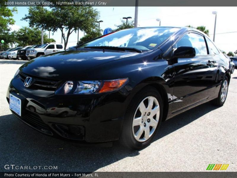 Nighthawk Black Pearl / Gray 2008 Honda Civic LX Coupe