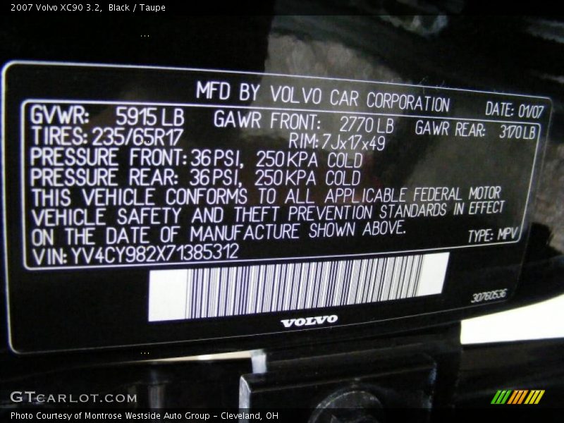 Black / Taupe 2007 Volvo XC90 3.2