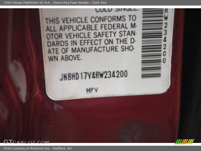 Cherry Red Pearl Metallic / Dark Red 1994 Nissan Pathfinder XE 4x4