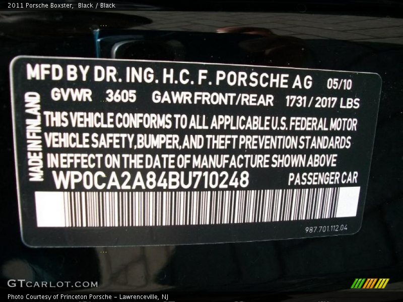 Black / Black 2011 Porsche Boxster