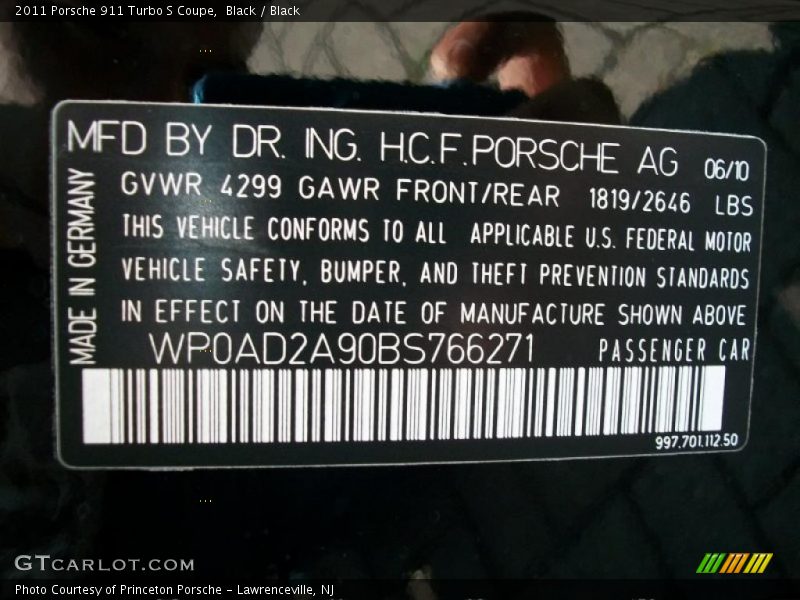 Black / Black 2011 Porsche 911 Turbo S Coupe