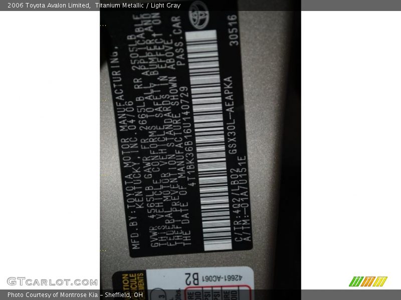 Titanium Metallic / Light Gray 2006 Toyota Avalon Limited