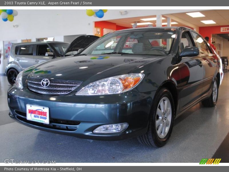 Aspen Green Pearl / Stone 2003 Toyota Camry XLE
