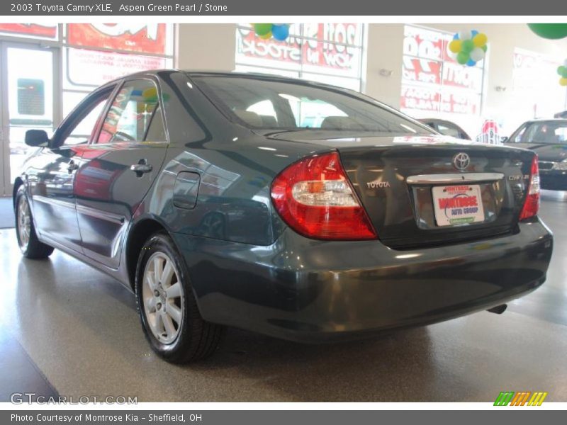 Aspen Green Pearl / Stone 2003 Toyota Camry XLE