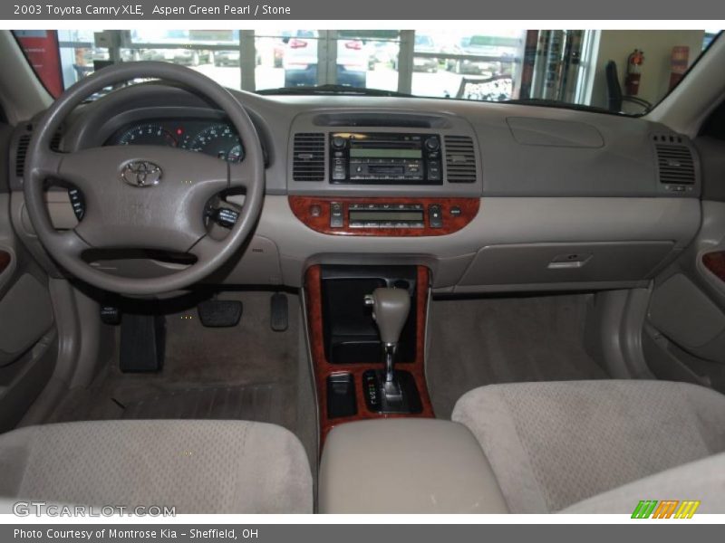 Aspen Green Pearl / Stone 2003 Toyota Camry XLE