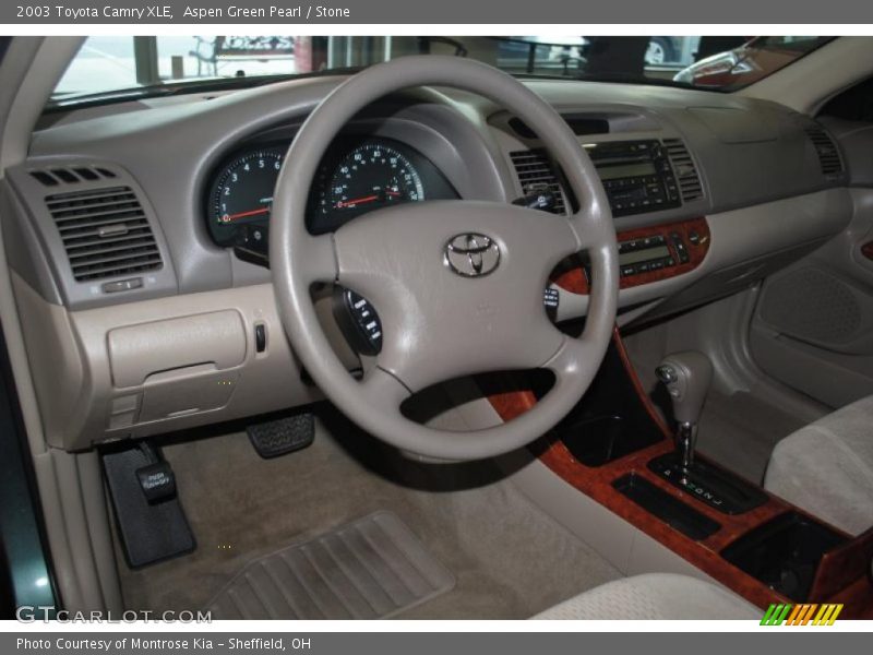 Aspen Green Pearl / Stone 2003 Toyota Camry XLE