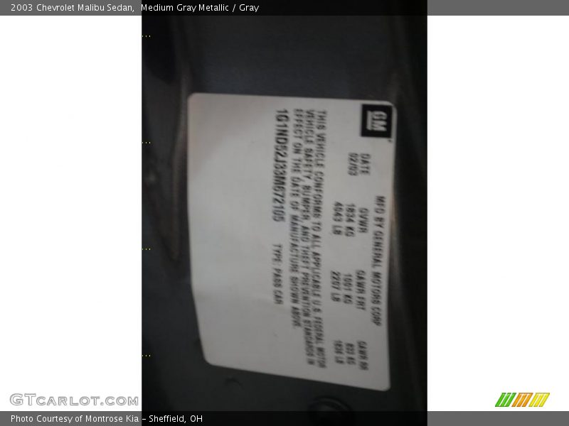 Medium Gray Metallic / Gray 2003 Chevrolet Malibu Sedan