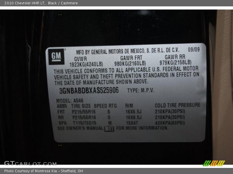 Black / Cashmere 2010 Chevrolet HHR LT