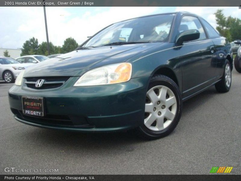 Clover Green / Beige 2001 Honda Civic EX Coupe