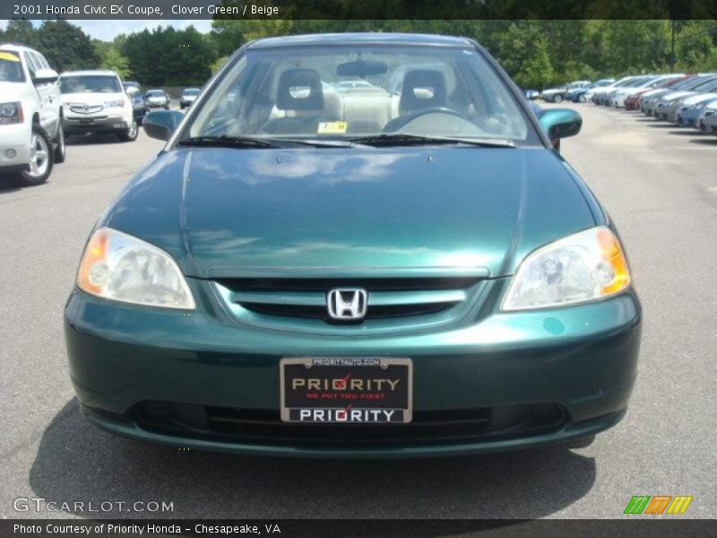 Clover Green / Beige 2001 Honda Civic EX Coupe