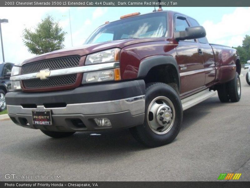 Dark Carmine Red Metallic / Tan 2003 Chevrolet Silverado 3500 LS Extended Cab 4x4 Dually