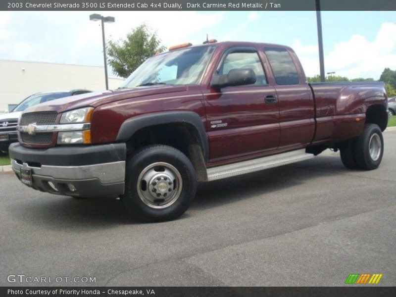 Dark Carmine Red Metallic / Tan 2003 Chevrolet Silverado 3500 LS Extended Cab 4x4 Dually