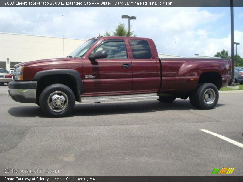 Dark Carmine Red Metallic / Tan 2003 Chevrolet Silverado 3500 LS Extended Cab 4x4 Dually