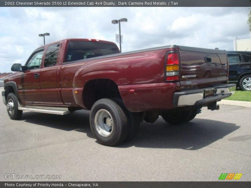 Dark Carmine Red Metallic / Tan 2003 Chevrolet Silverado 3500 LS Extended Cab 4x4 Dually