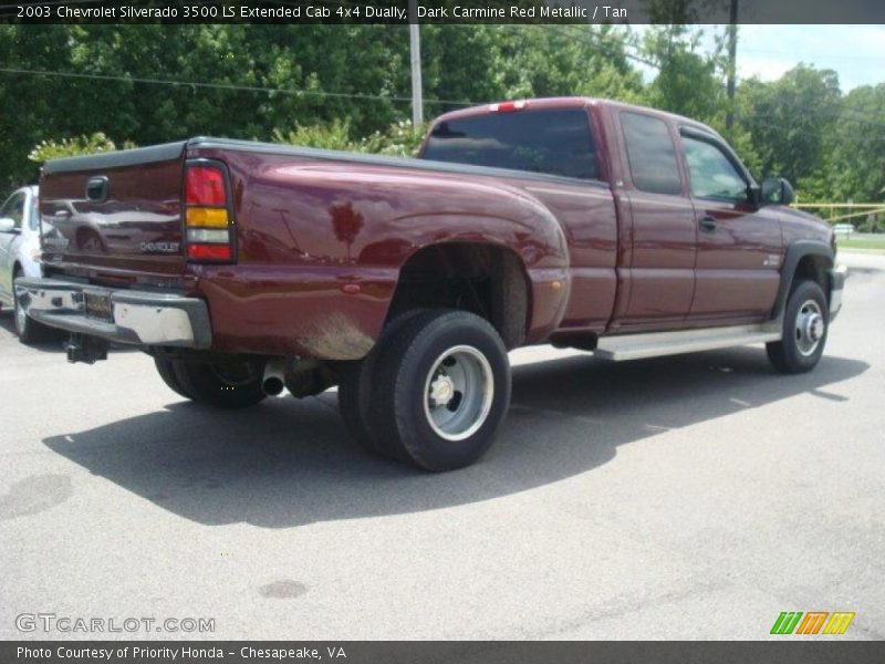 Dark Carmine Red Metallic / Tan 2003 Chevrolet Silverado 3500 LS Extended Cab 4x4 Dually