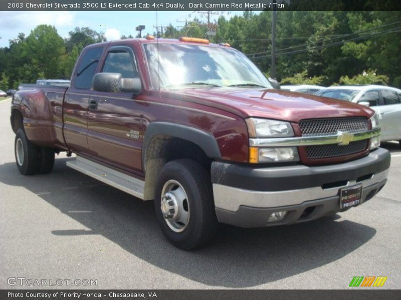 Dark Carmine Red Metallic / Tan 2003 Chevrolet Silverado 3500 LS Extended Cab 4x4 Dually