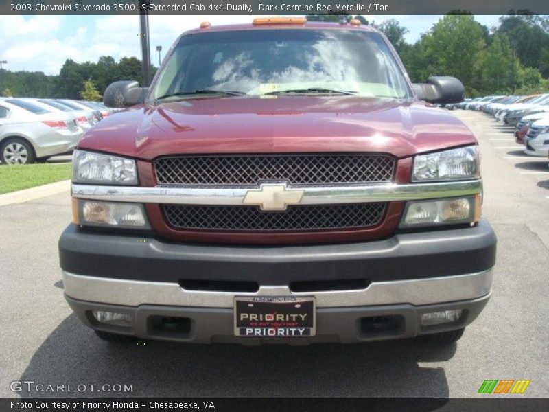 Dark Carmine Red Metallic / Tan 2003 Chevrolet Silverado 3500 LS Extended Cab 4x4 Dually