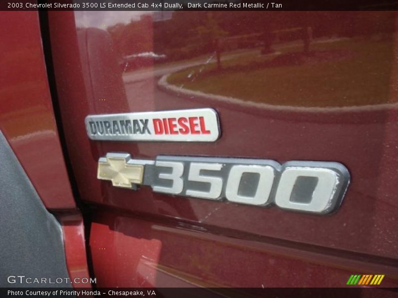 Dark Carmine Red Metallic / Tan 2003 Chevrolet Silverado 3500 LS Extended Cab 4x4 Dually