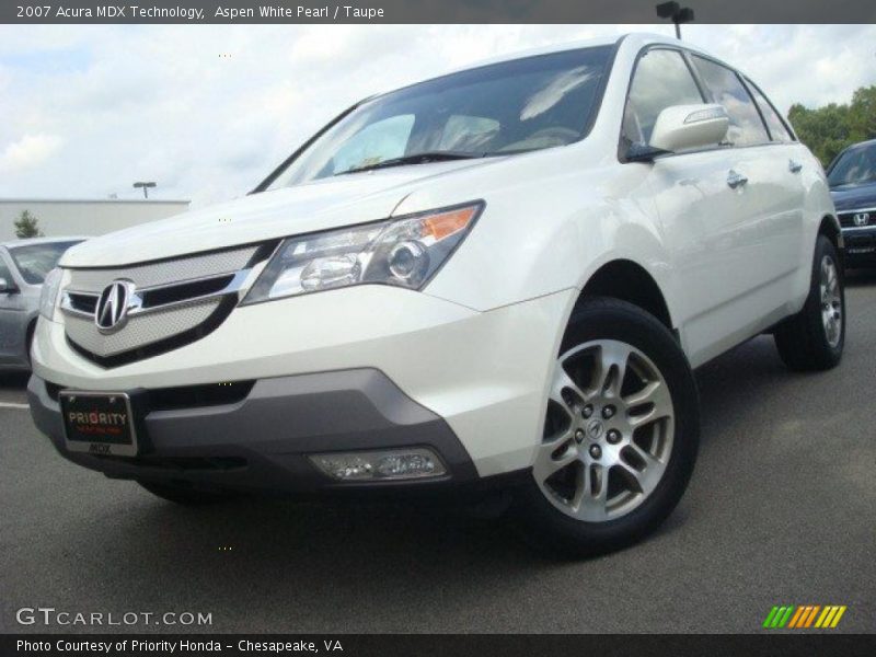 Aspen White Pearl / Taupe 2007 Acura MDX Technology