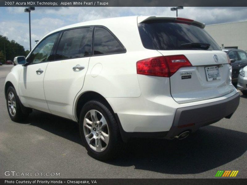 Aspen White Pearl / Taupe 2007 Acura MDX Technology