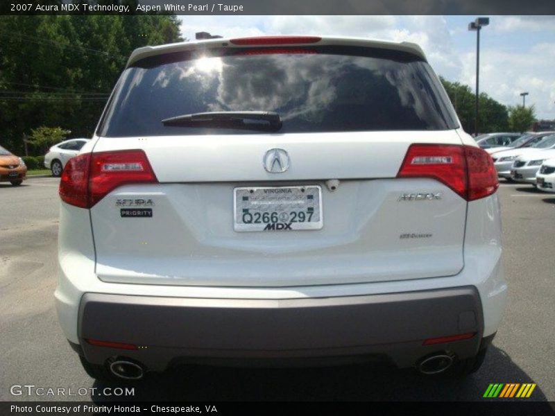 Aspen White Pearl / Taupe 2007 Acura MDX Technology