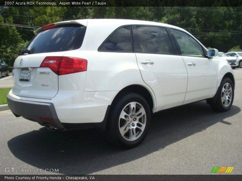 Aspen White Pearl / Taupe 2007 Acura MDX Technology