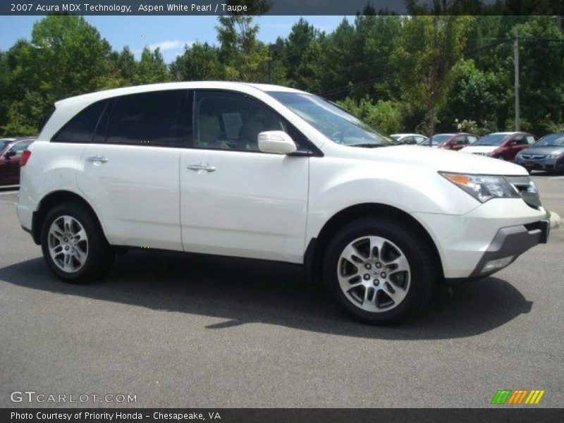 Aspen White Pearl / Taupe 2007 Acura MDX Technology