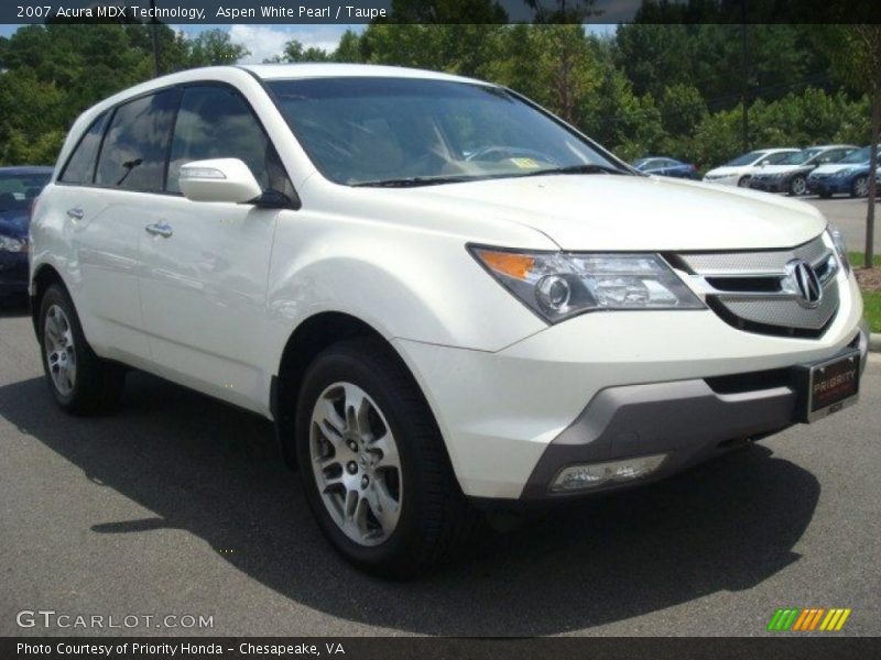 Aspen White Pearl / Taupe 2007 Acura MDX Technology