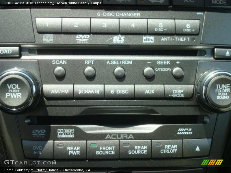 Aspen White Pearl / Taupe 2007 Acura MDX Technology