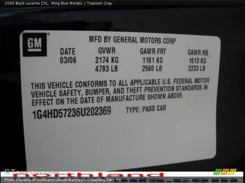 Ming Blue Metallic / Titanium Gray 2006 Buick Lucerne CXL