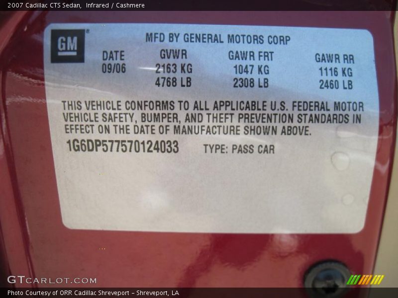 Infrared / Cashmere 2007 Cadillac CTS Sedan