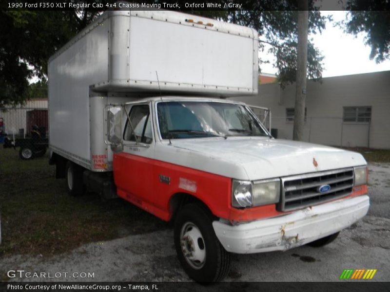 Oxford White / Gray 1990 Ford F350 XLT Regular Cab 4x4 Chassis Moving Truck