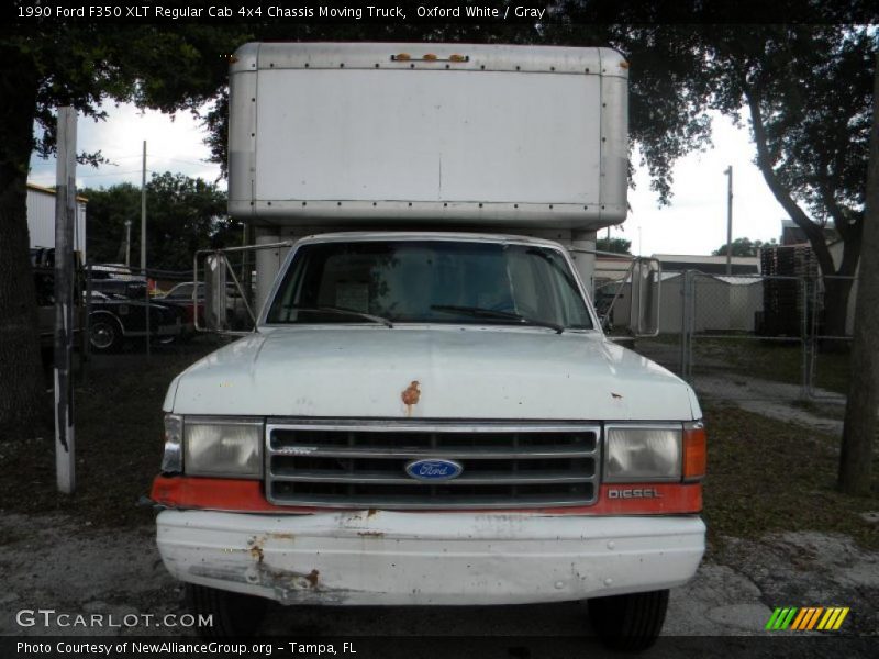 Oxford White / Gray 1990 Ford F350 XLT Regular Cab 4x4 Chassis Moving Truck