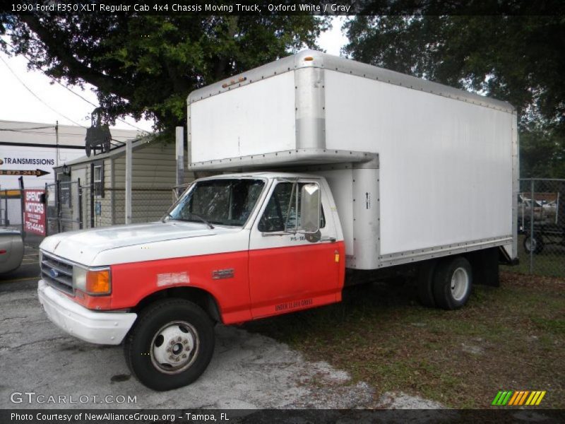 Oxford White / Gray 1990 Ford F350 XLT Regular Cab 4x4 Chassis Moving Truck