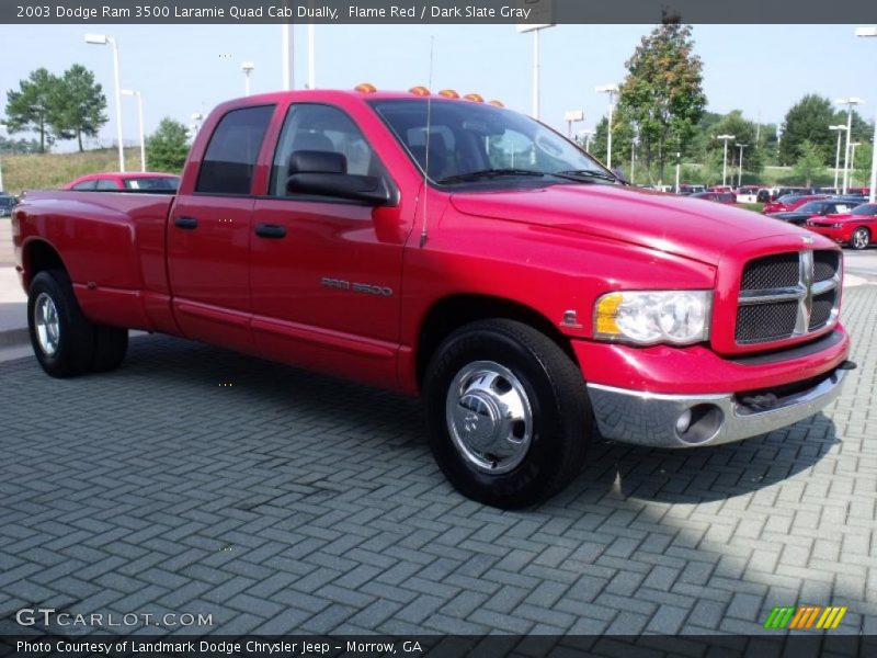 Flame Red / Dark Slate Gray 2003 Dodge Ram 3500 Laramie Quad Cab Dually