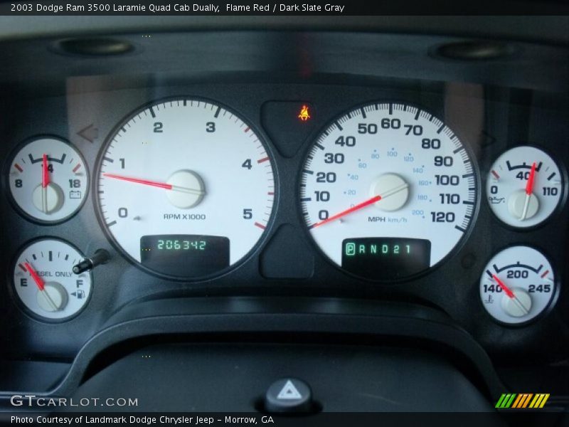 Flame Red / Dark Slate Gray 2003 Dodge Ram 3500 Laramie Quad Cab Dually