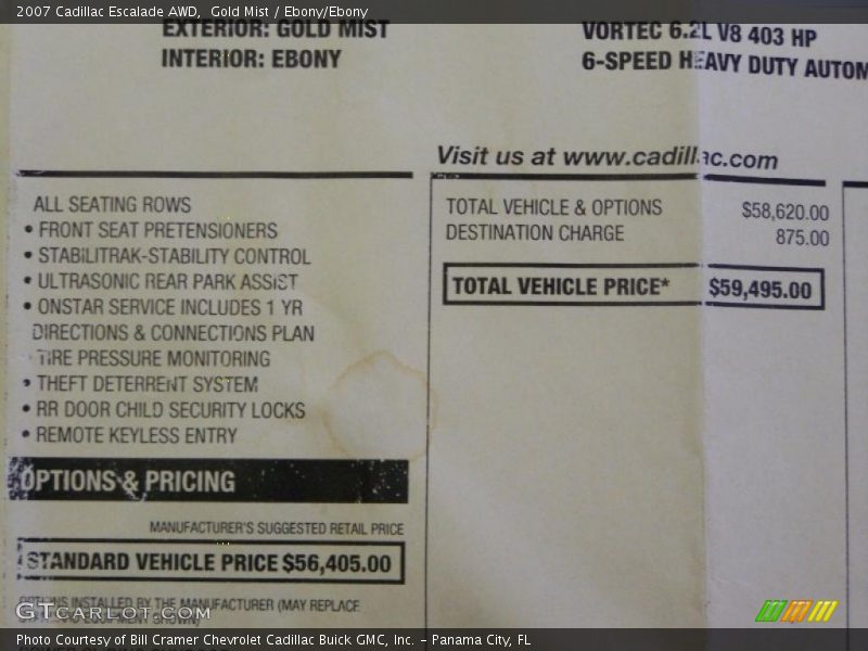 Gold Mist / Ebony/Ebony 2007 Cadillac Escalade AWD