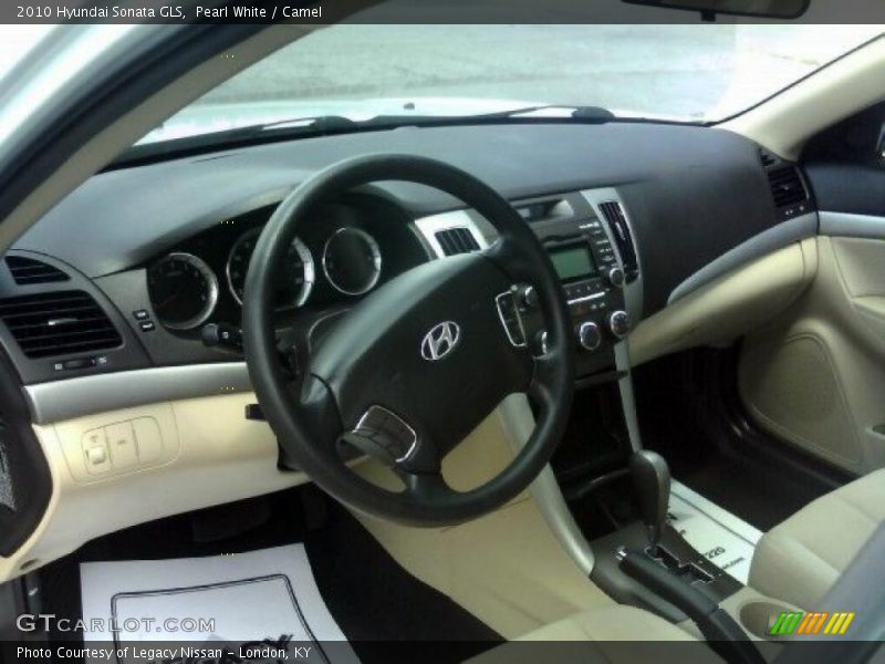 Pearl White / Camel 2010 Hyundai Sonata GLS