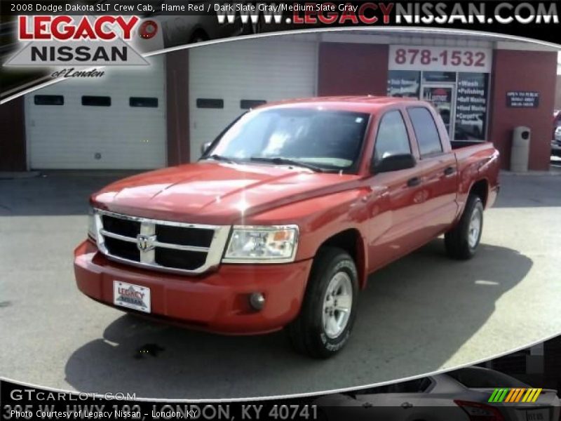 Flame Red / Dark Slate Gray/Medium Slate Gray 2008 Dodge Dakota SLT Crew Cab