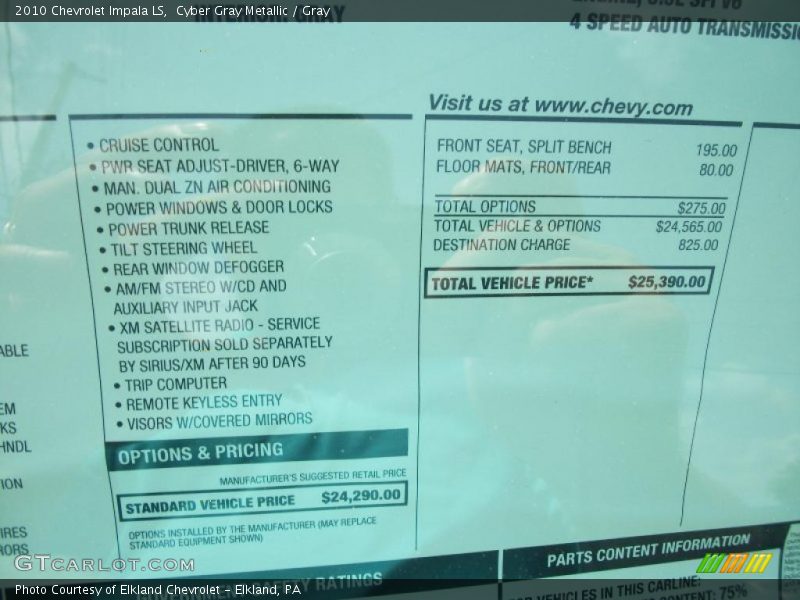 Cyber Gray Metallic / Gray 2010 Chevrolet Impala LS