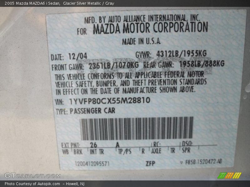 Glacier Silver Metallic / Gray 2005 Mazda MAZDA6 i Sedan