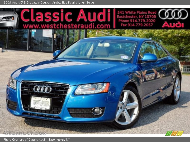 Aruba Blue Pearl / Linen Beige 2009 Audi A5 3.2 quattro Coupe
