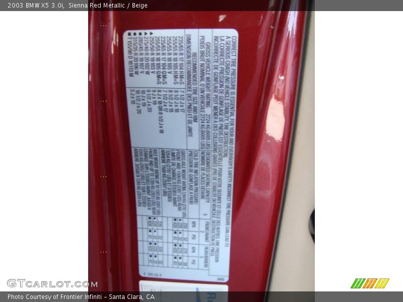 Sienna Red Metallic / Beige 2003 BMW X5 3.0i